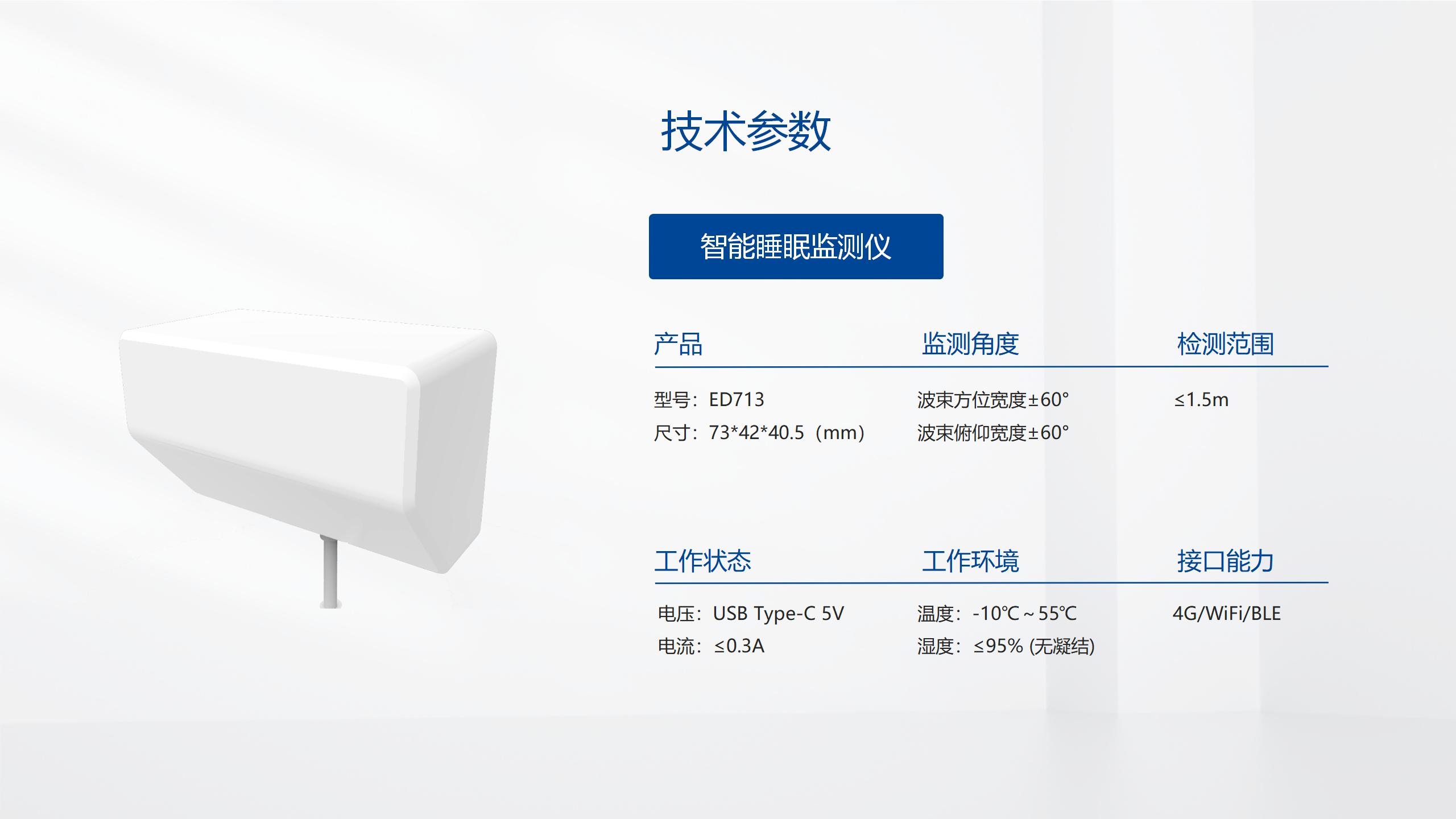毫米波雷達(dá)S-ED713 AI智能睡眠監(jiān)測(cè)儀 睡眠質(zhì)量分析 生命體征檢測(cè)(圖3)